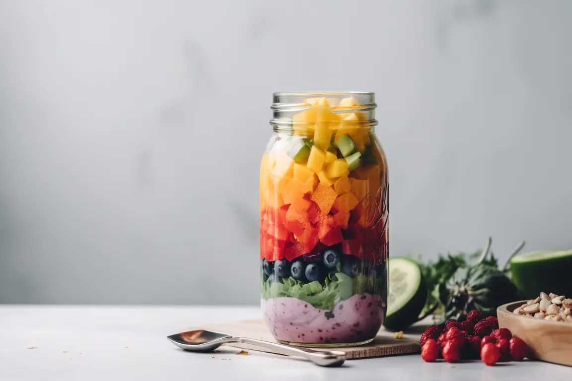 5-Step Rainbow Mason Jar Salad Recipe | Healthy & Colorful Meal Prep