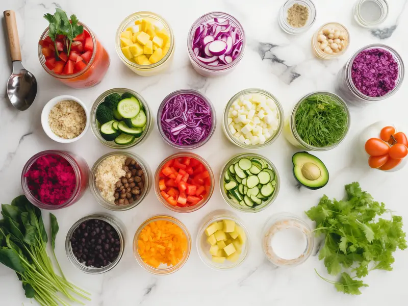 Ingredients for Rainbow Mason Jar Salad