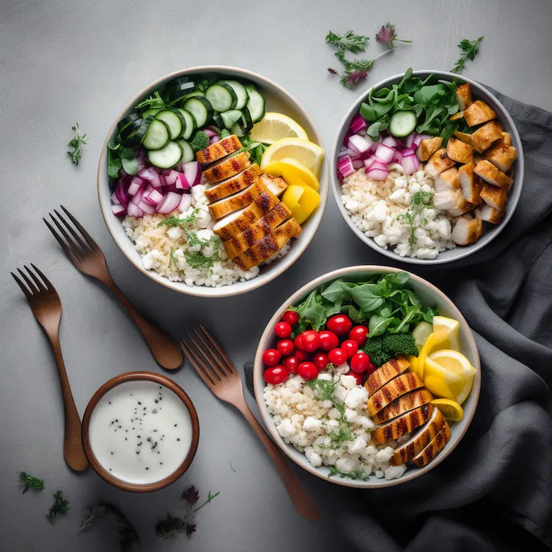 Miniature Mediterranean Chicken Bowls Display