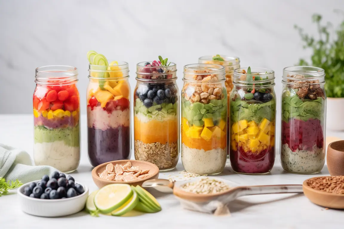 Hero Shot of Mason Jar Meal Prep